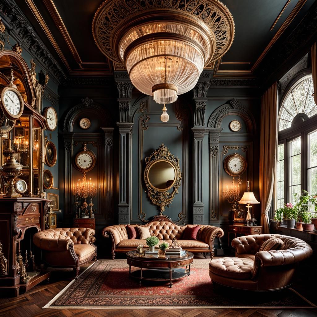 Victorian Steampunk Living Room Interior Design