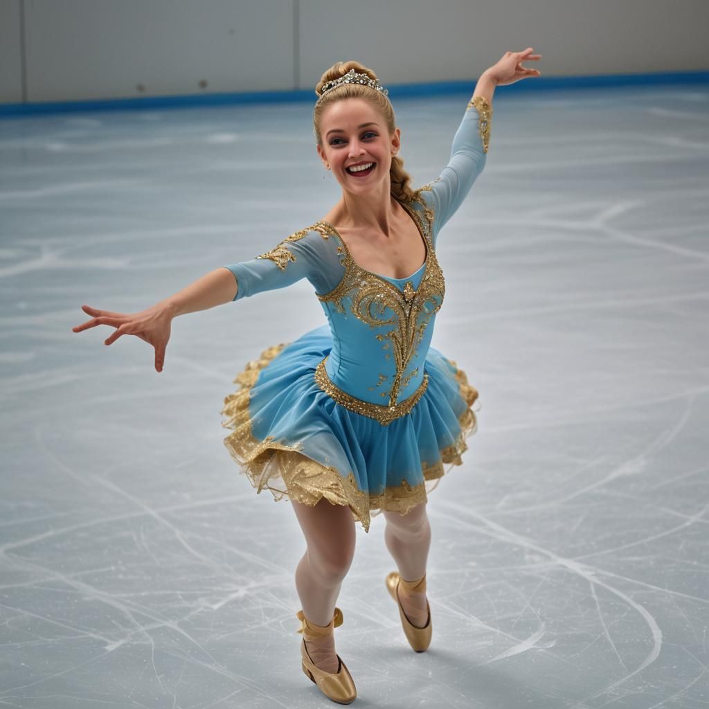 Spanish Ballerina Ice Skater in Azure and Gold