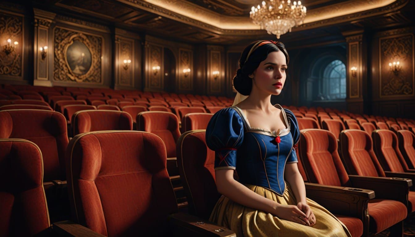 Rachel Zegler as Snow White in a Haunting Cinema Still