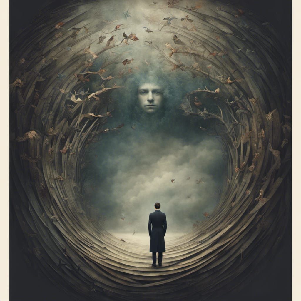 A man standing in the middle of chaos