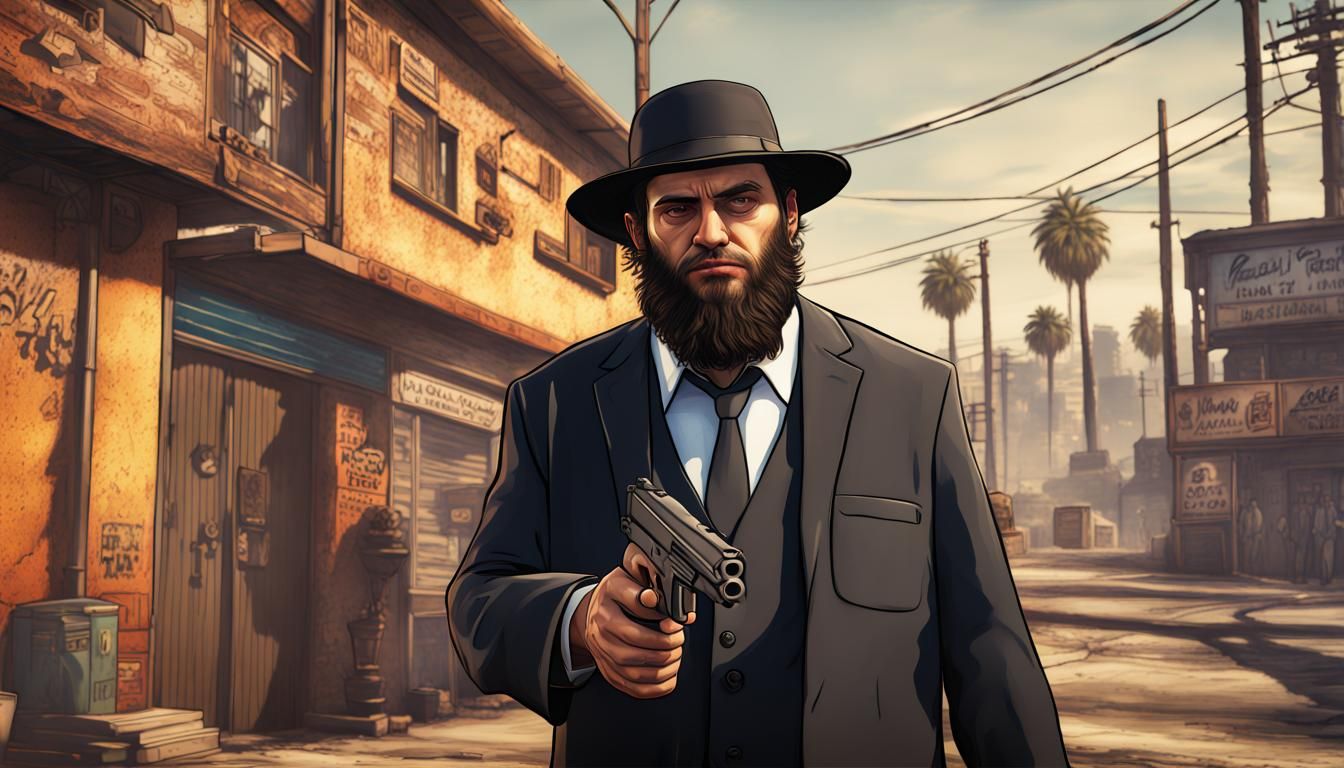 Haredi Jew in GTA 5 Loading Screen Style