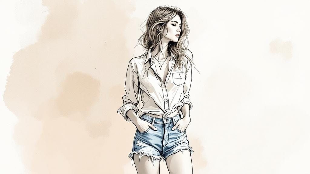 Fashion Sketch: Minimalist Art of Stylish Woman