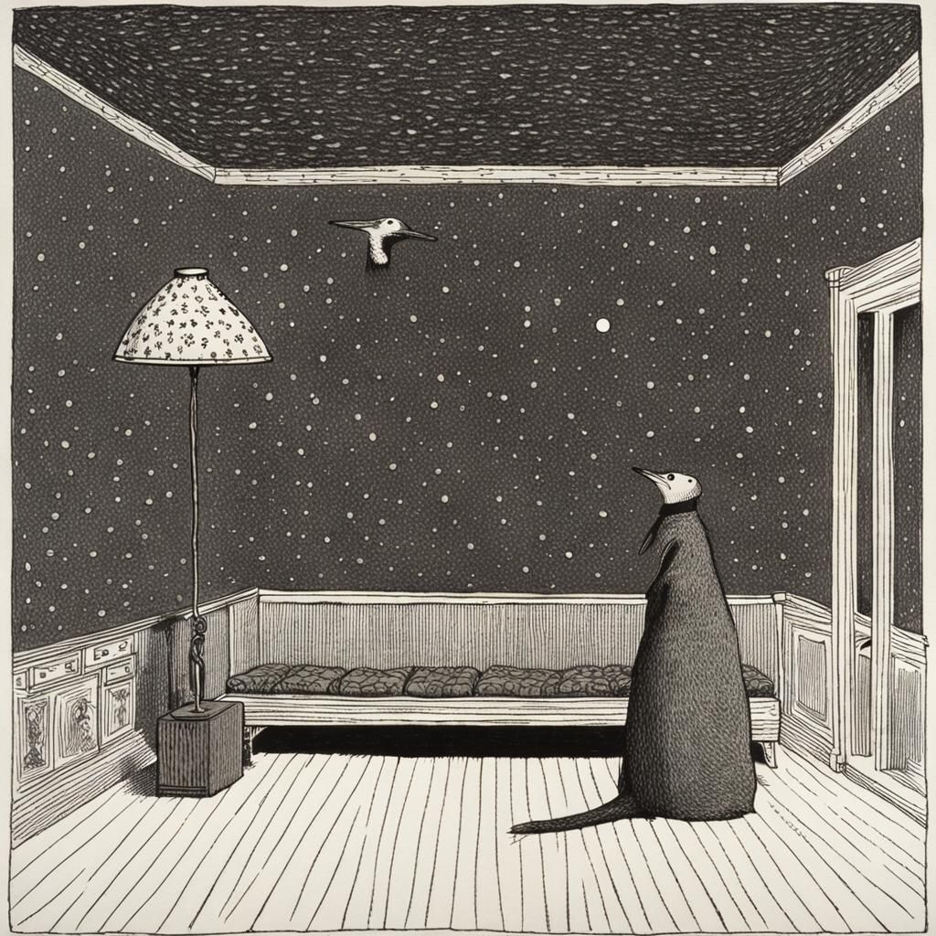 Gorey-esque Illustration of Gloomy Scene