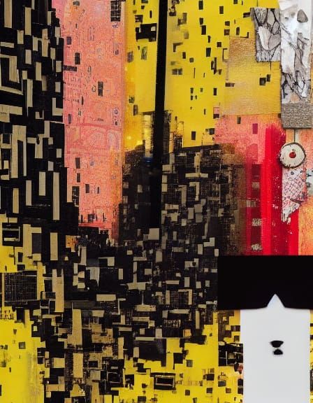 Surreal Collage of Fragmented Text and Mirrors