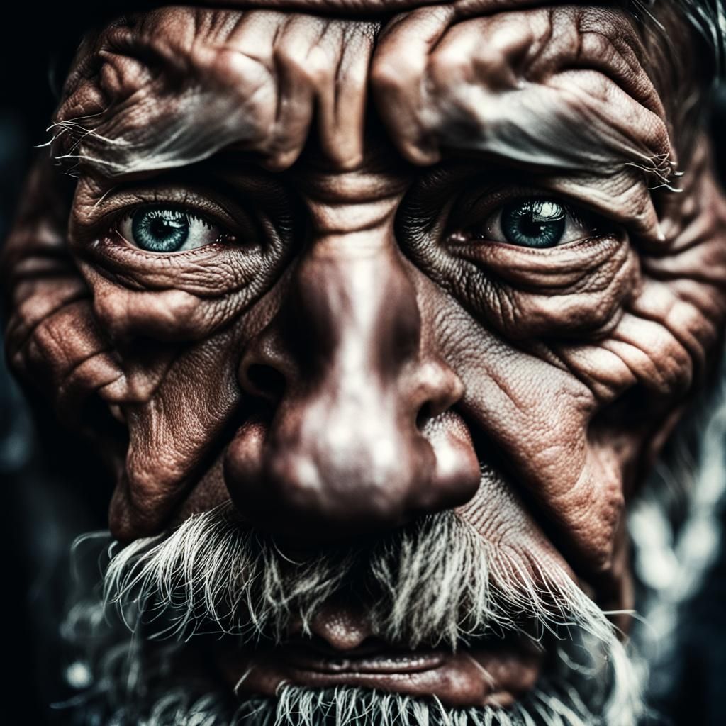 Tearful Face Portrait in Haunting Style