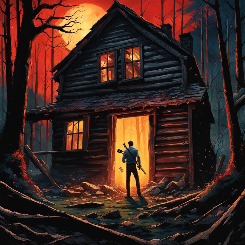 Ash Williams Hunts Evil Dead Bride in Woods