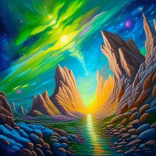 Neon-Soaked Galaxy in Neo-Futuristic Abstract Style