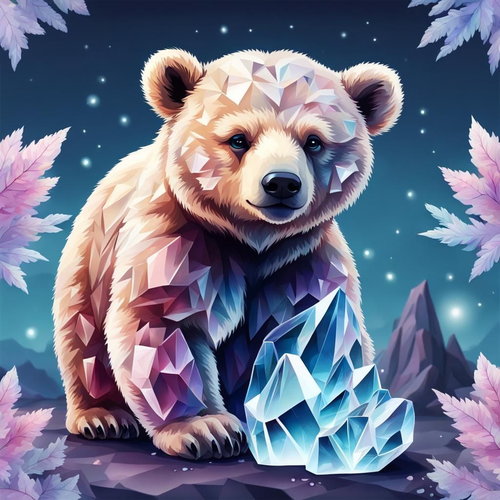 Realistic Crystal Bear in Cool Colors