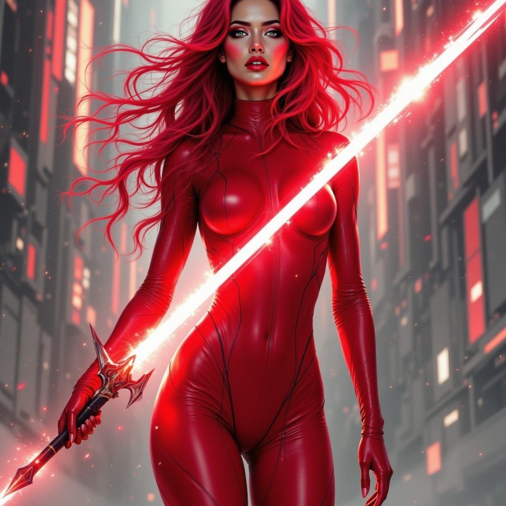 Red Little Riding Heroine Emerges in Futuristic Metropolis