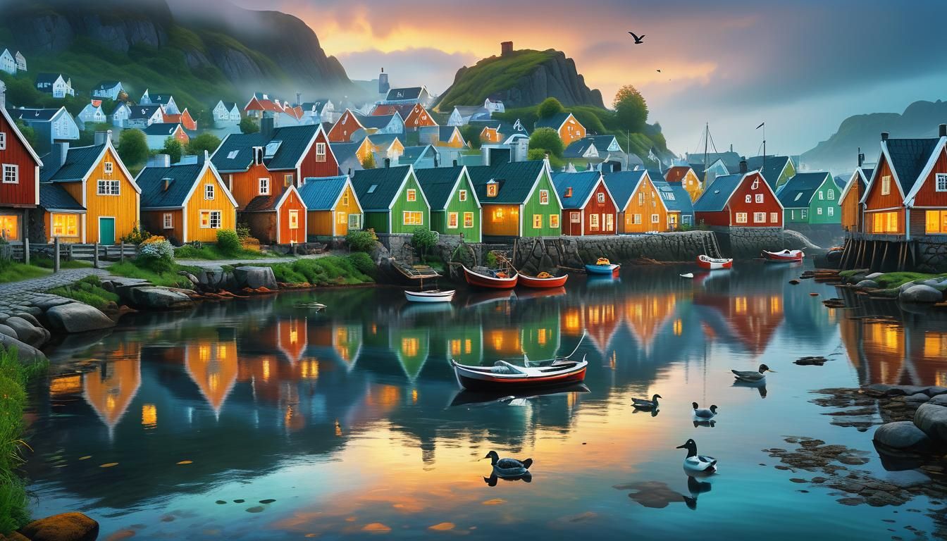 stunning wide_shot low angle_view of a magical lively_Norweg...