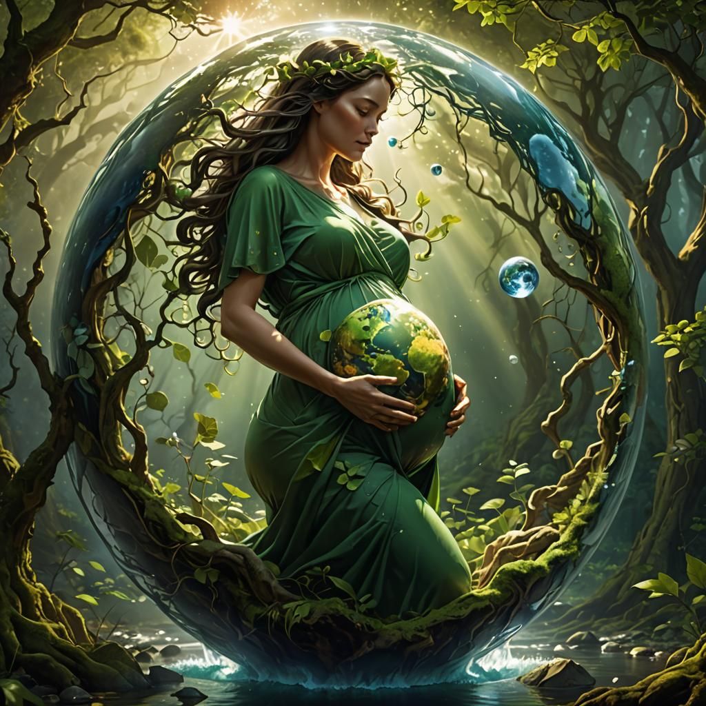 Pregnant Mother Nature Earth Digital Illustration
