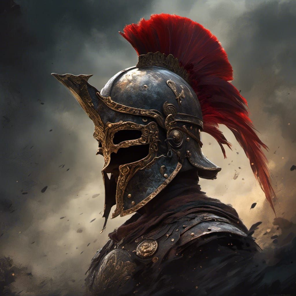 Sinister Roman Warrior Helmet in Hyperreal Style