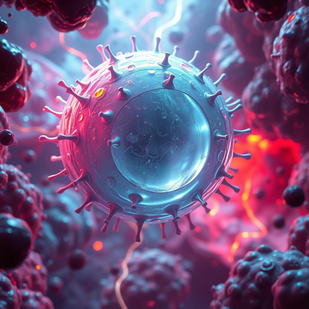 White Blood Cell Battles Bacteria: Microscopic Action Scene