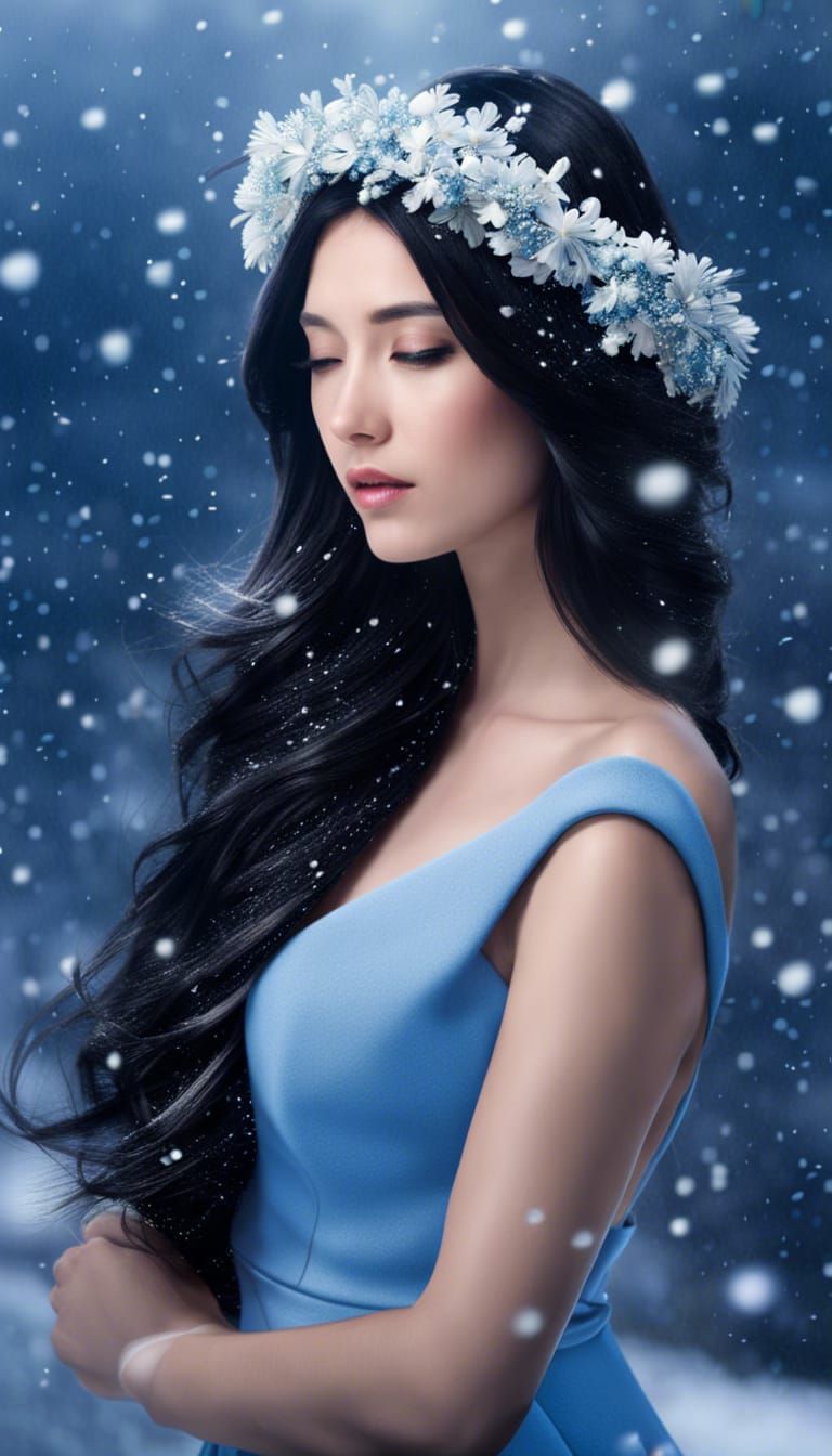 Snow Queen with Flower Crown Portrait