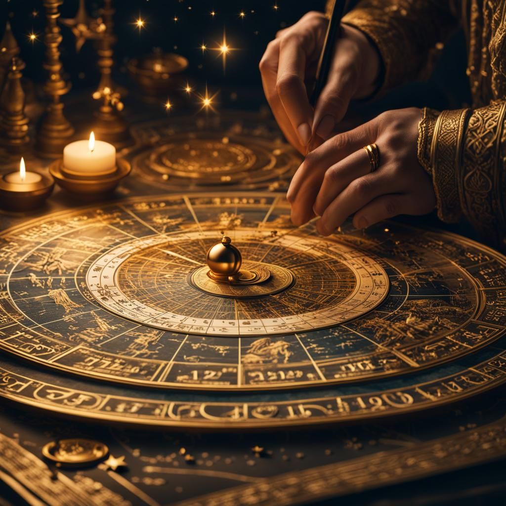 Zodiac Map in Fortune Teller's Hands: Hyperrealistic Art
