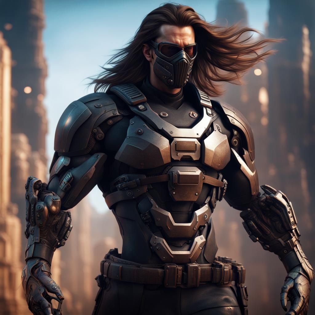 Cybernetic Super Soldier in Detailed Matte Painting