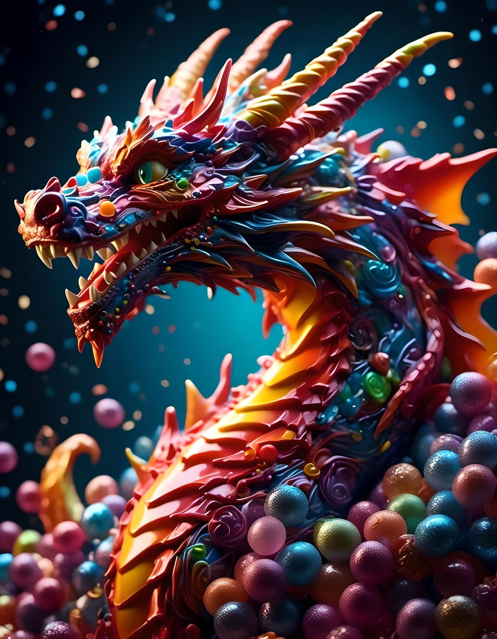 Candy Dragon in a Magical Candyland Setting