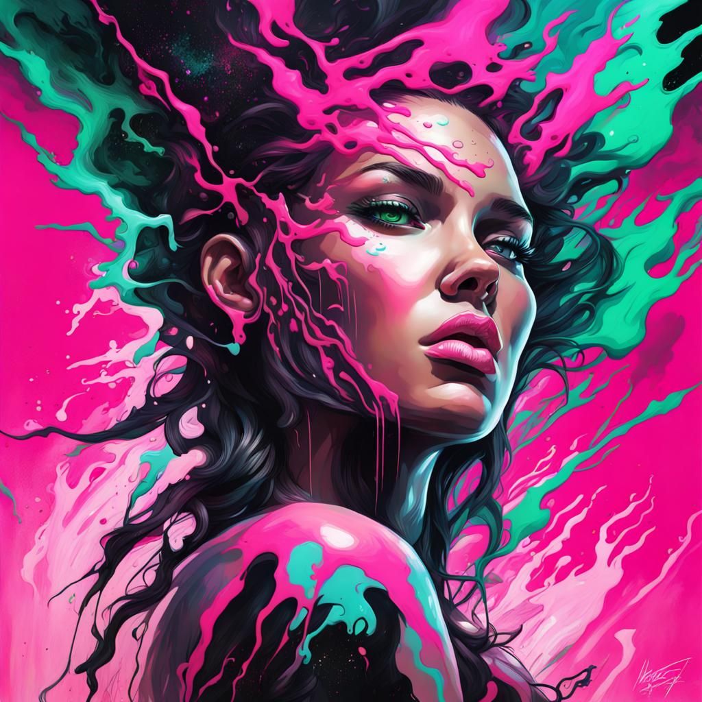 Colorful Lightning Goddess in Graffiti Art Style