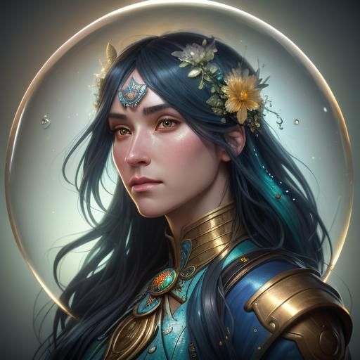 Soap Bubble Portrait in Art Nouveau Style