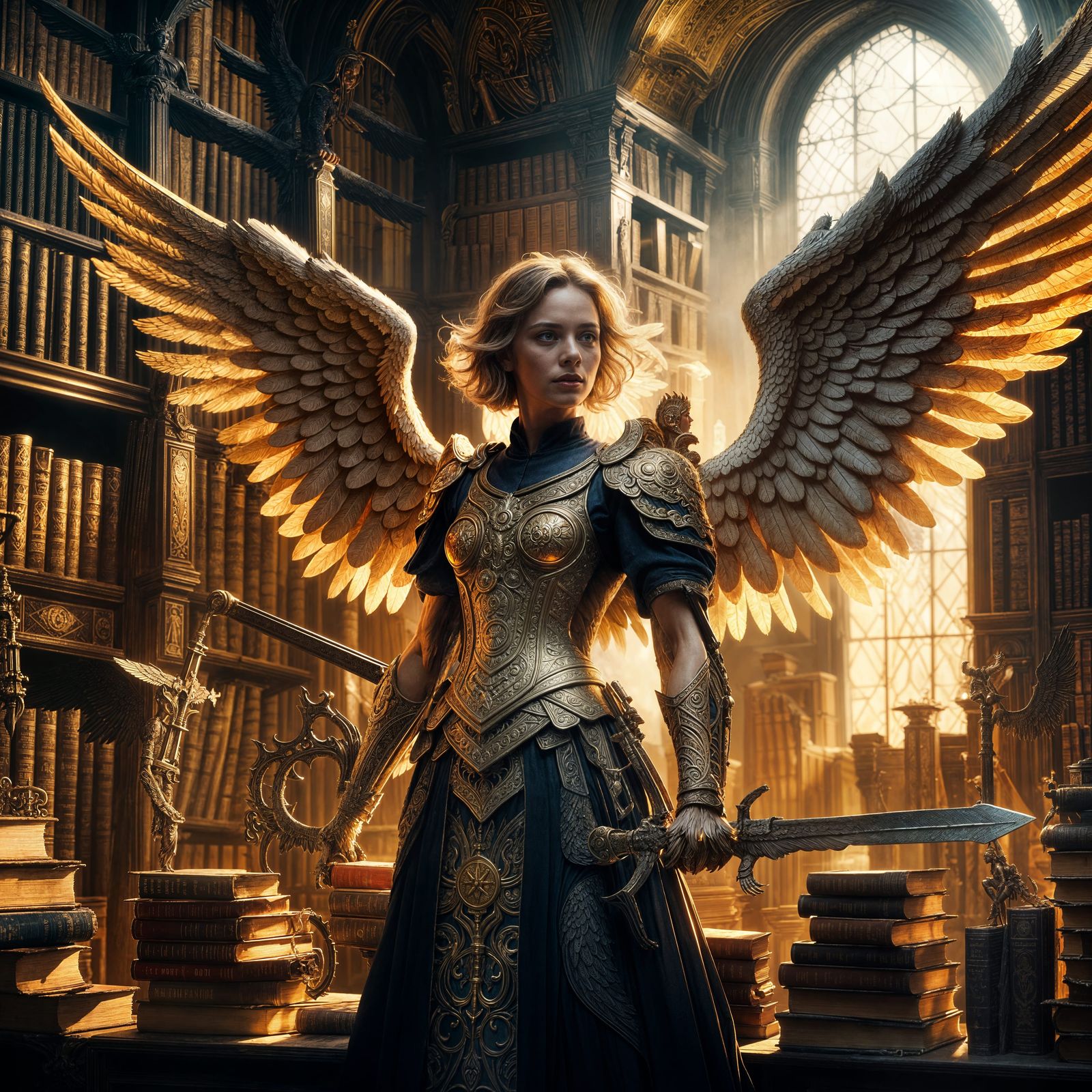 Demonic Angel of Knowledge in Golden Light