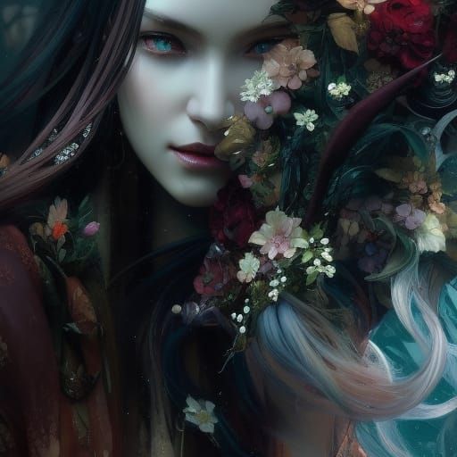 Demonic Creature in Rain: Dark Fairy Tale Art
