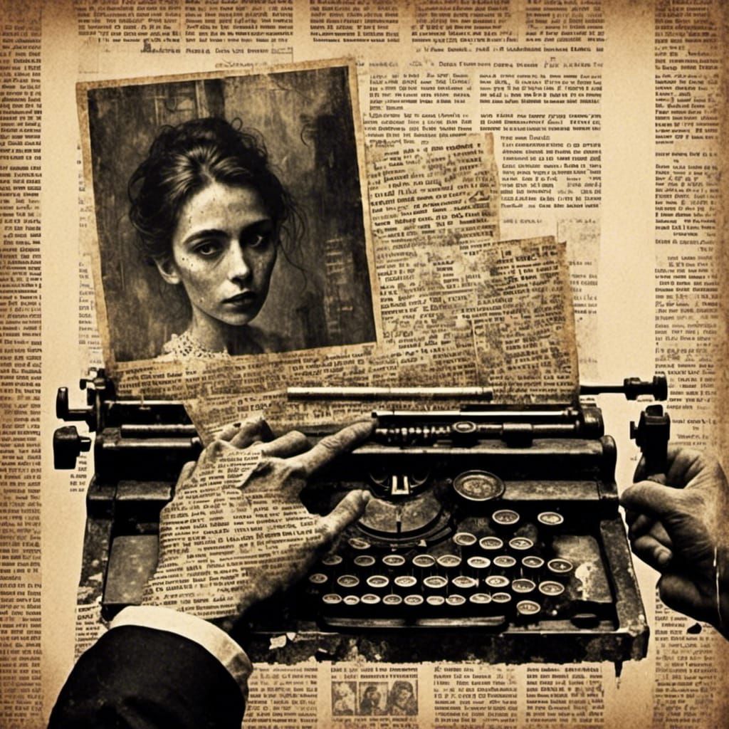 Handwritten Note on Newspaper with Pixelated Texture