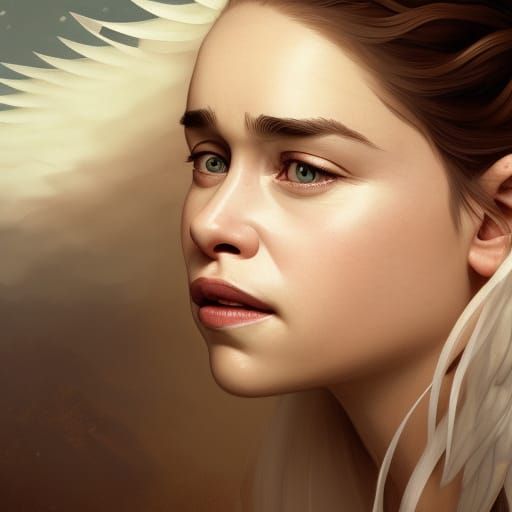 Heavenly Angel Portrait in Art Nouveau Style