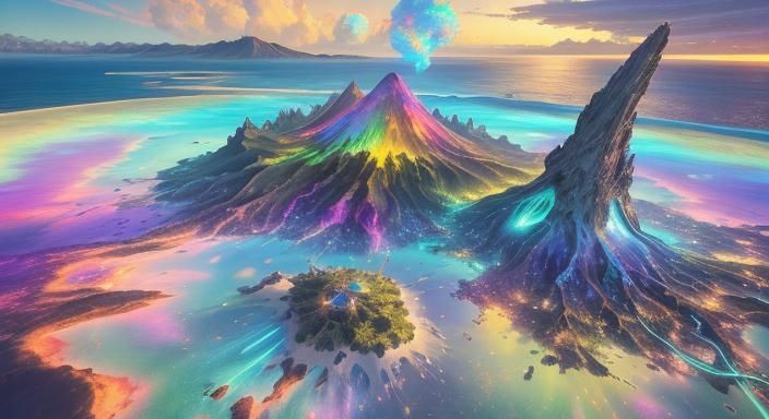 Tropical Cyberpunk Resort at Sunset