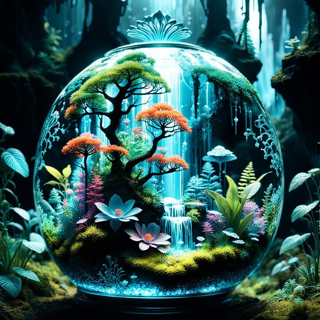 Sparkly Glass Terrarium with Fantasy Forest