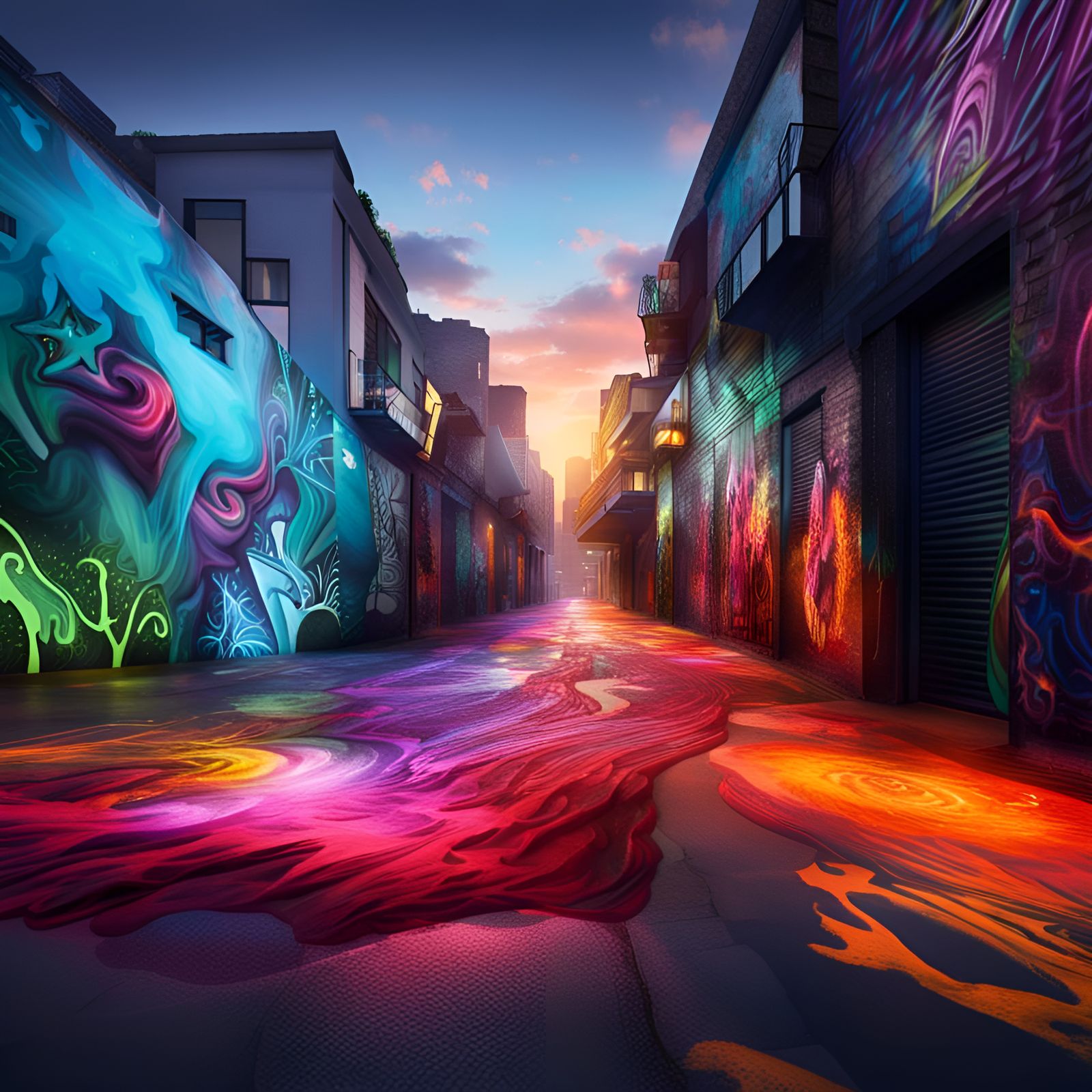 Graffiti Art Explosion in Holographic Neon Style