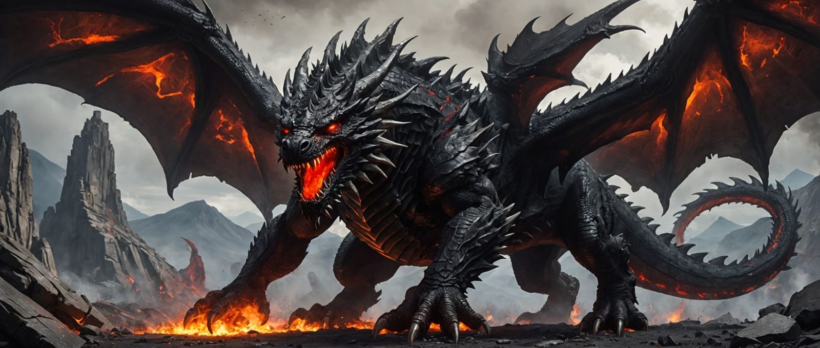 Epic Darkness Dragon Masterpiece on Magma Land