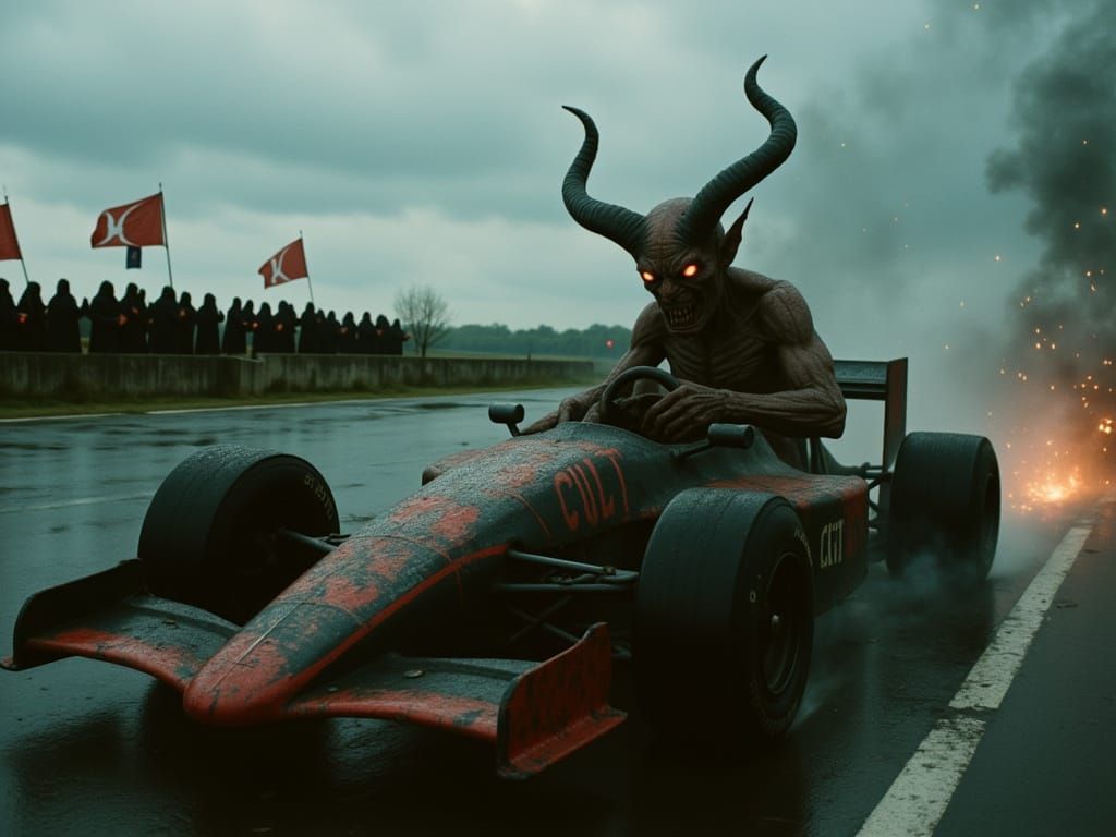 Demonic Driver in Hellish Race, Analog Photo