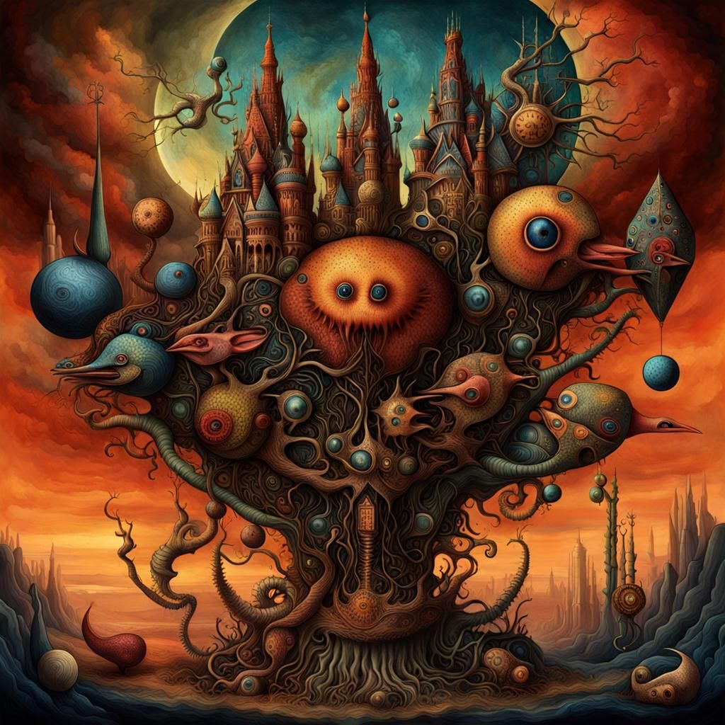 Dreamlike Organicpunk Fantasy in Watercolor Style