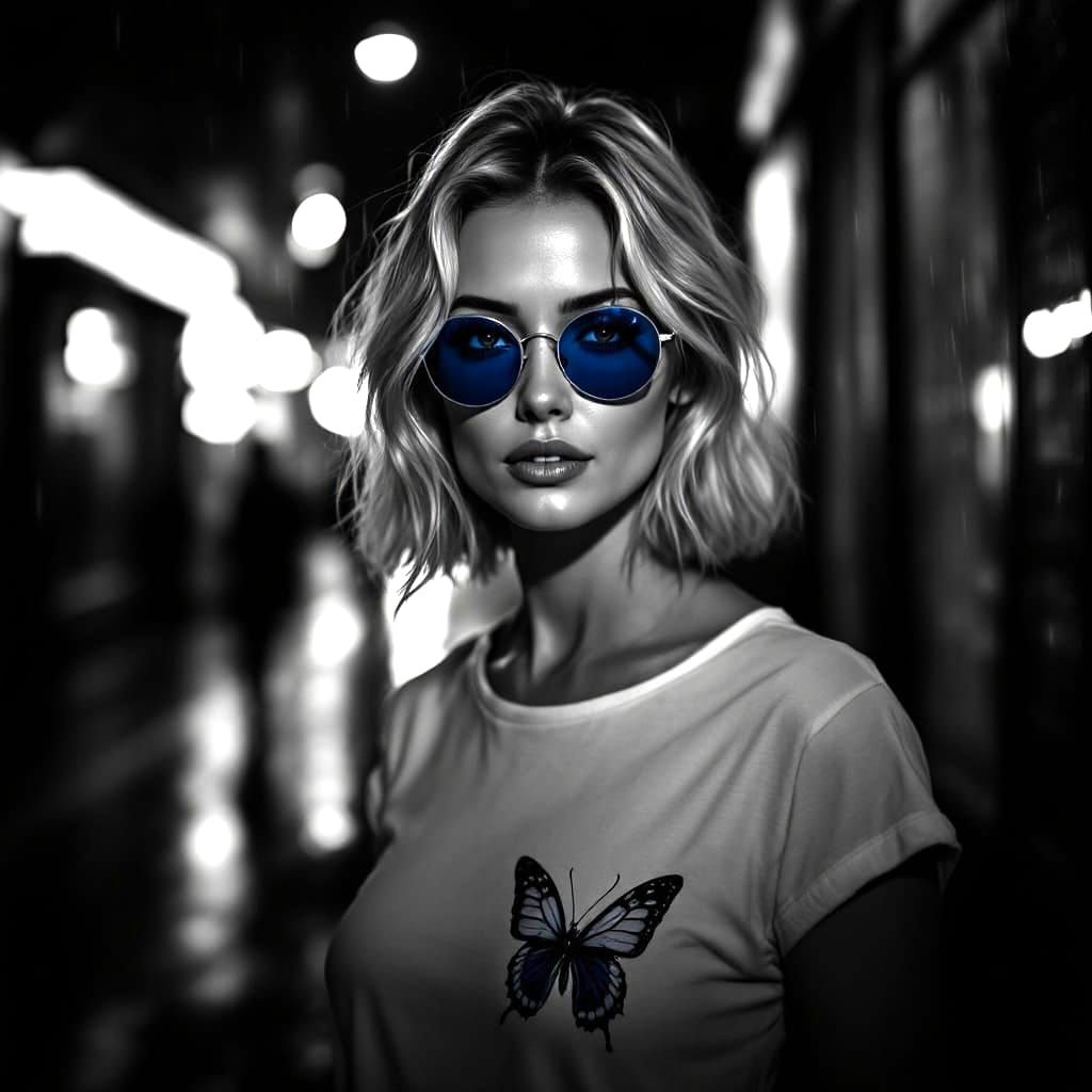 Classic Film Noir Blonde Femme Fatale in Black and White