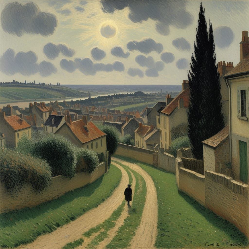 Surreal Dark Landscape in Oil Painting Style