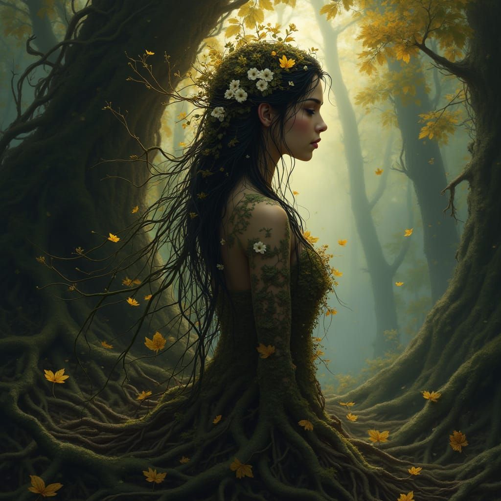 Medium shot digital painting in a vivid fantasy art style.