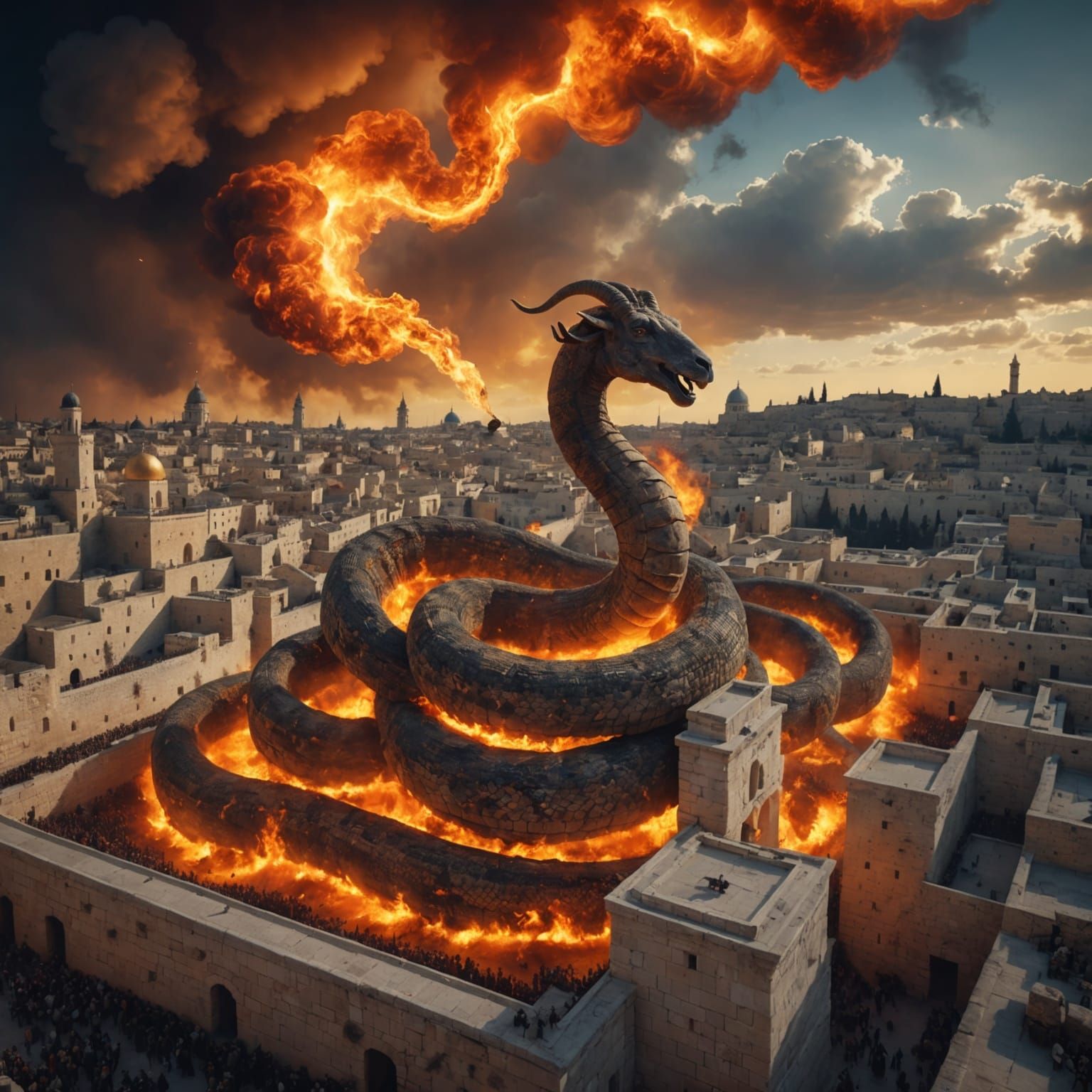 Fiery Serpent vs Cloud Sheep Over Jerusalem