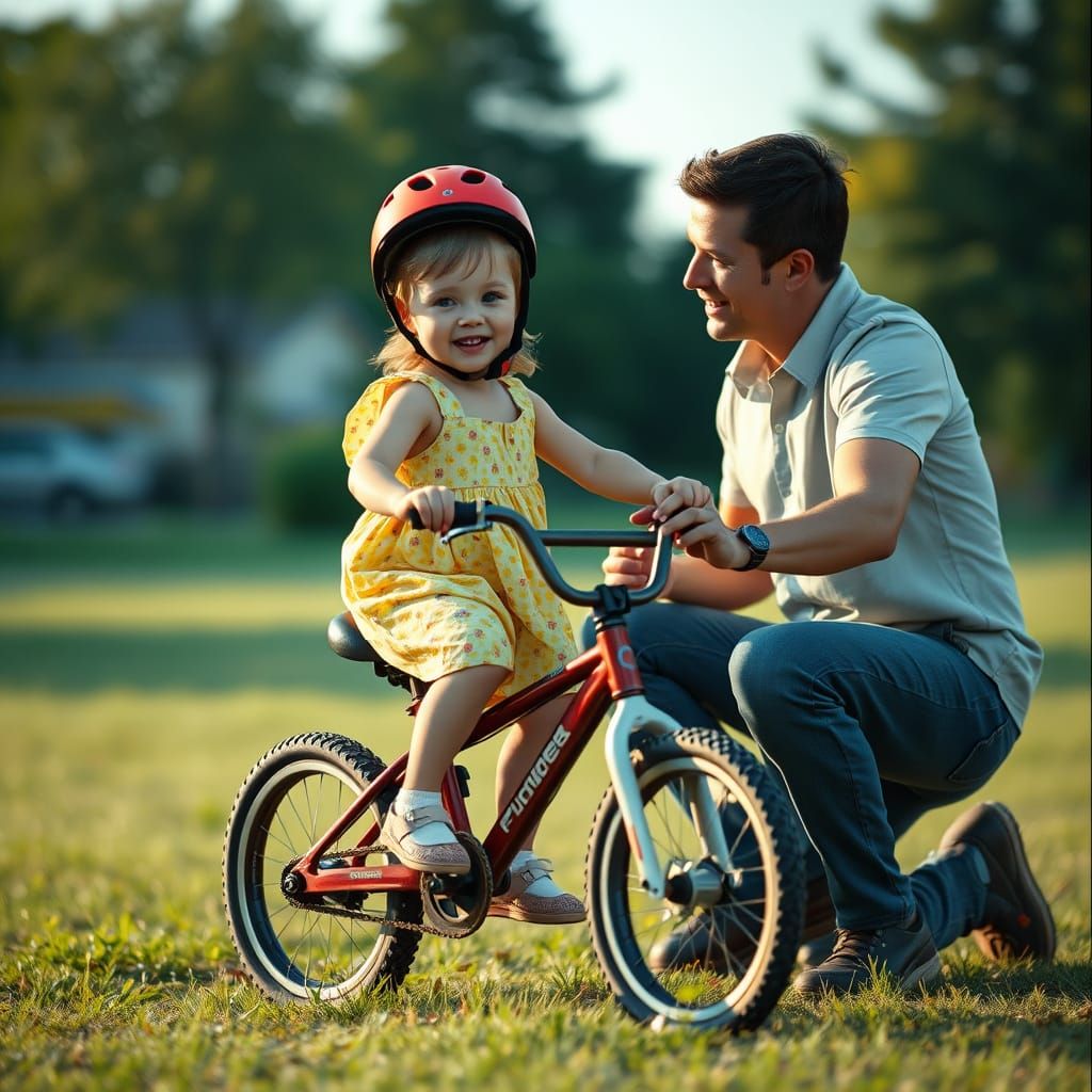 Child Learns to Ride Bike in Cinematic Style