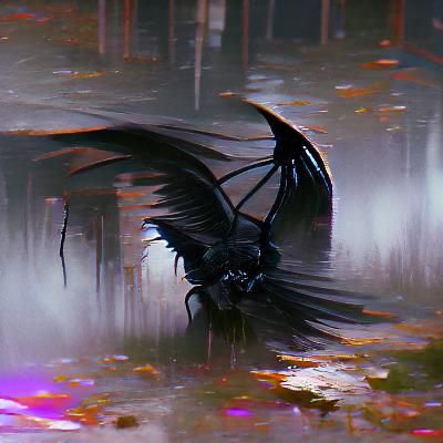 Sinister Black Wings in Fantasy Art Style