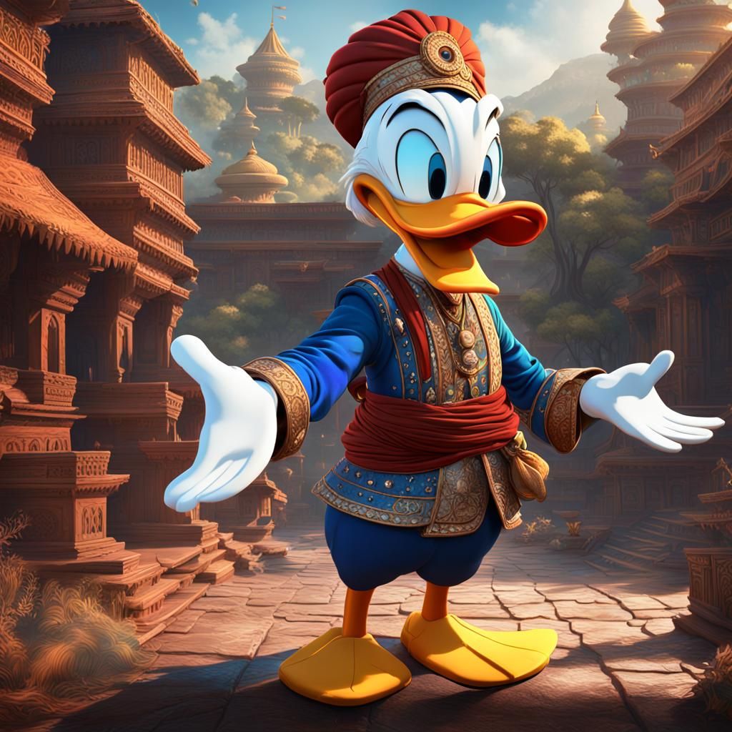 Donald Duck as Indian Man: Detailed Digital Art