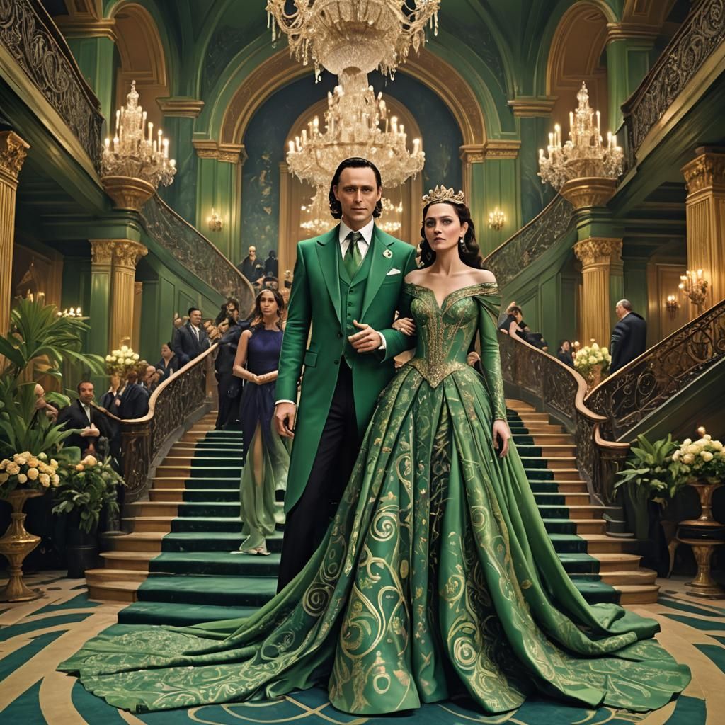 Loki and Aurora at High-Society Gala, Digital Art