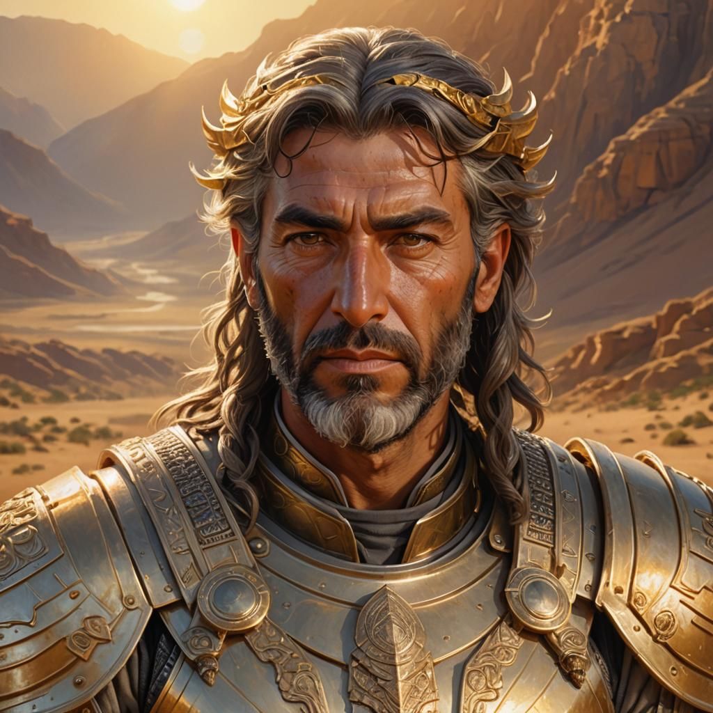 Archangel Hamaliel Portrait with Israeli Desert Landscape