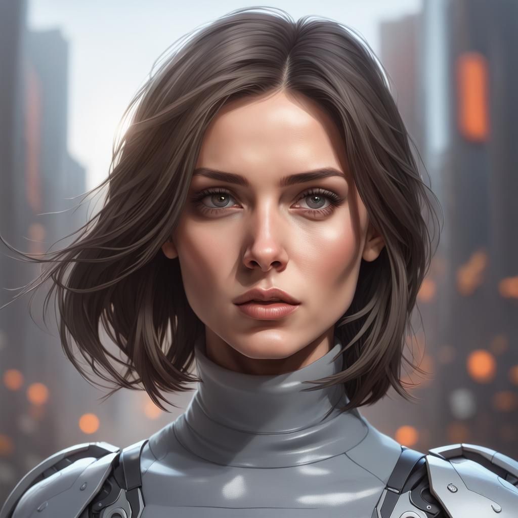 Robotic Reveal: Hyperdetailed Portrait of a Businesswoman