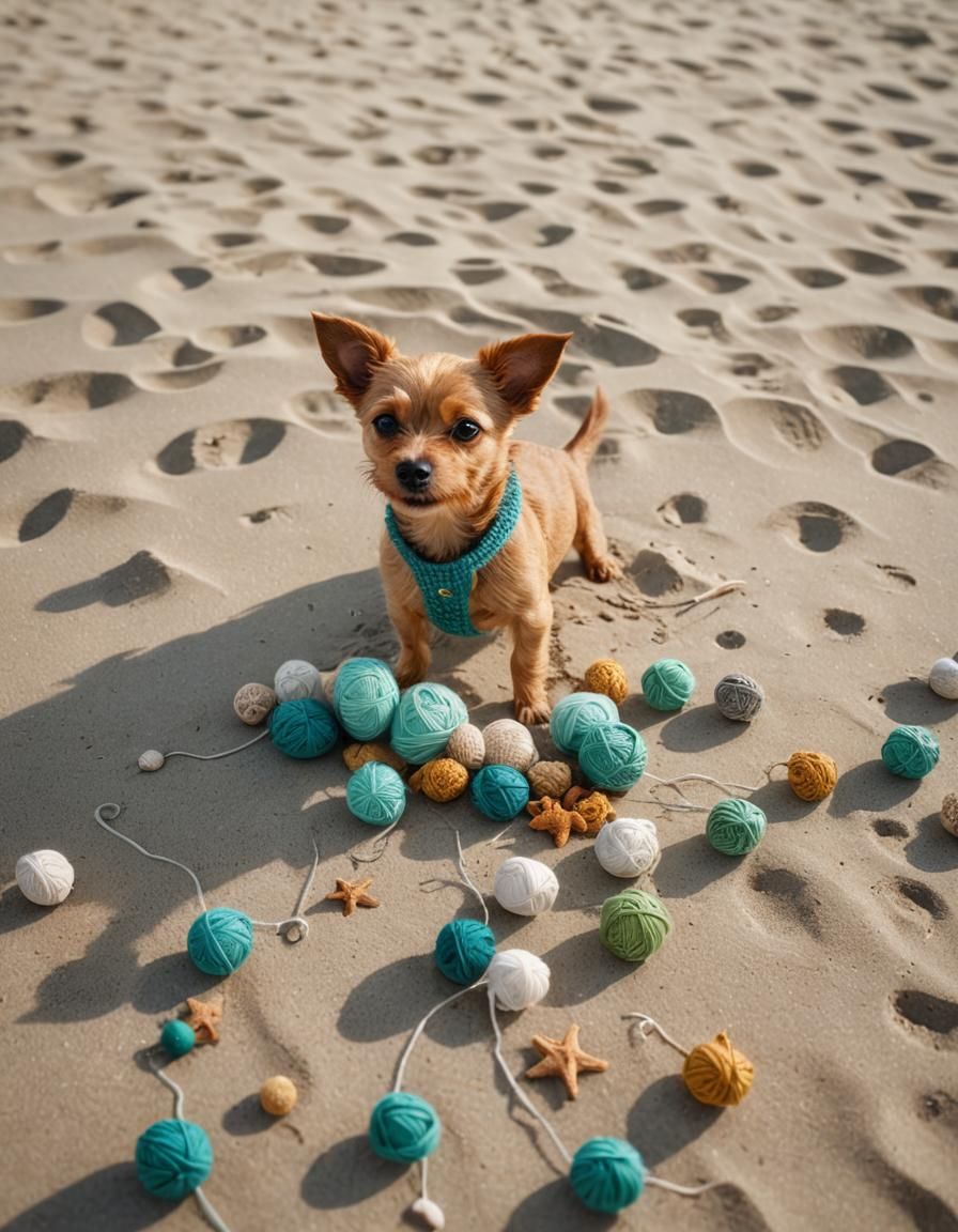 Turquoise Beach Scene with Dog, Professional Photography