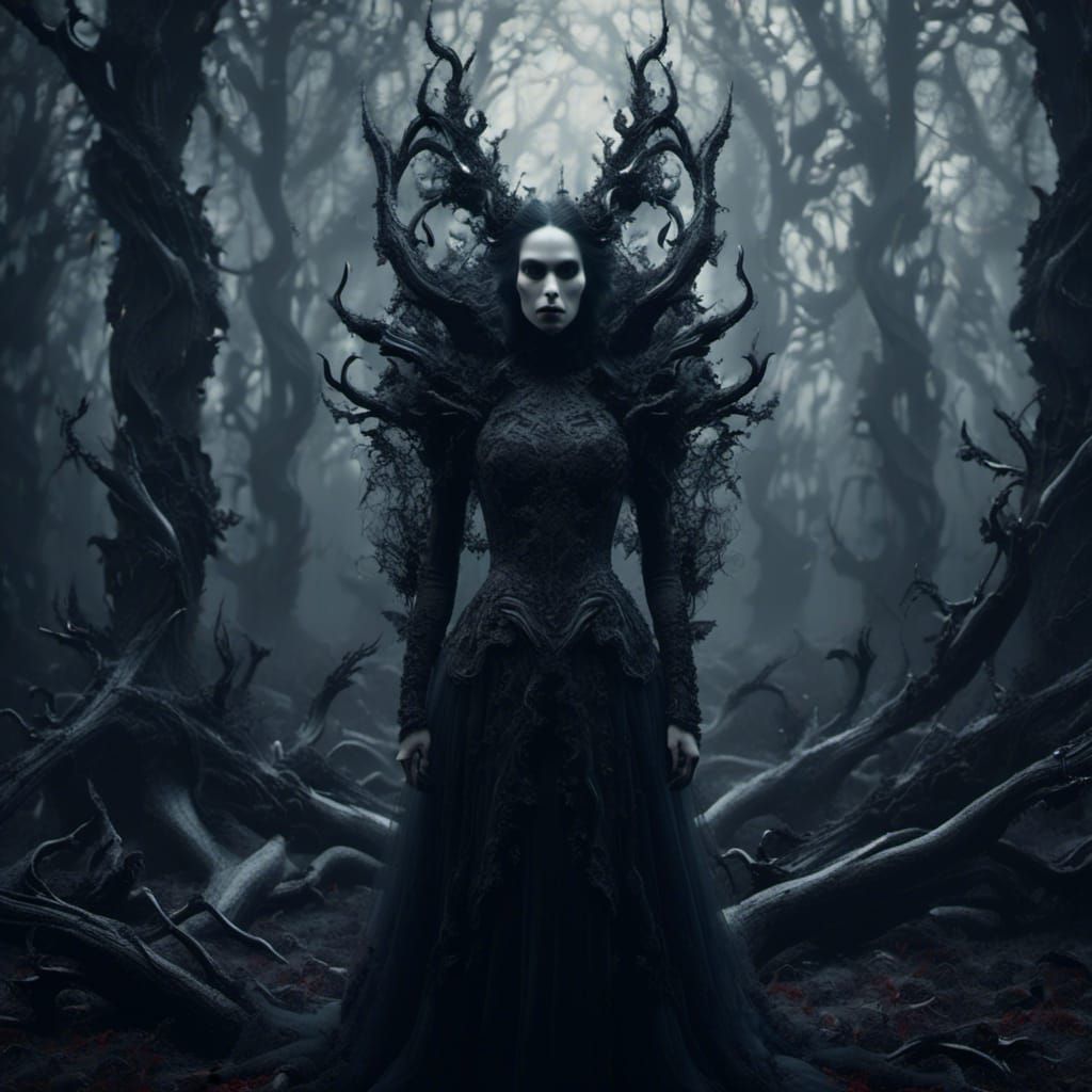 Eerie Vampire in Forest: Gothic Surrealism
