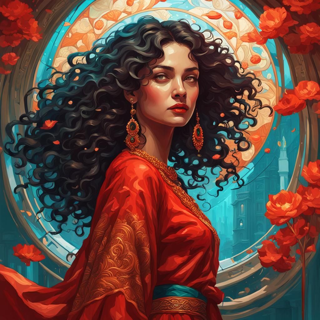 Woman in Red: An Oil Painting