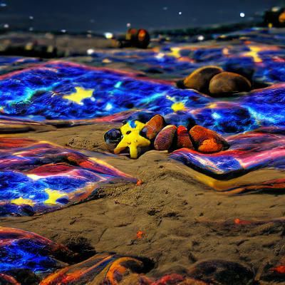 Colorful Starry Night Over the Beach