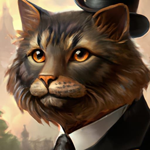 Gentleman Cat Portrait in Hyperdetailed Style