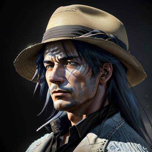 Worried Man Portrait with 3D Shading