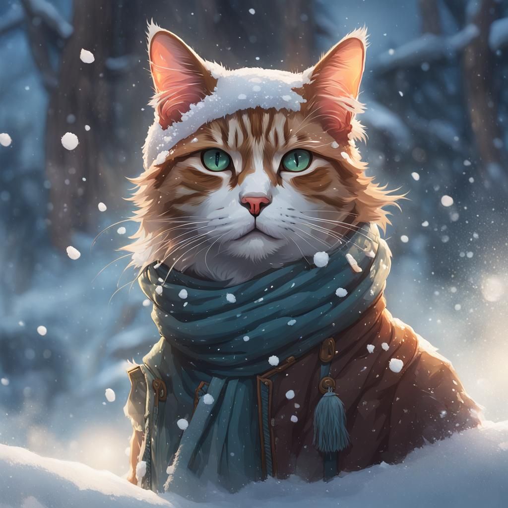 Cat in Snow: Hyperdetailed Portrait in Unreal Engine